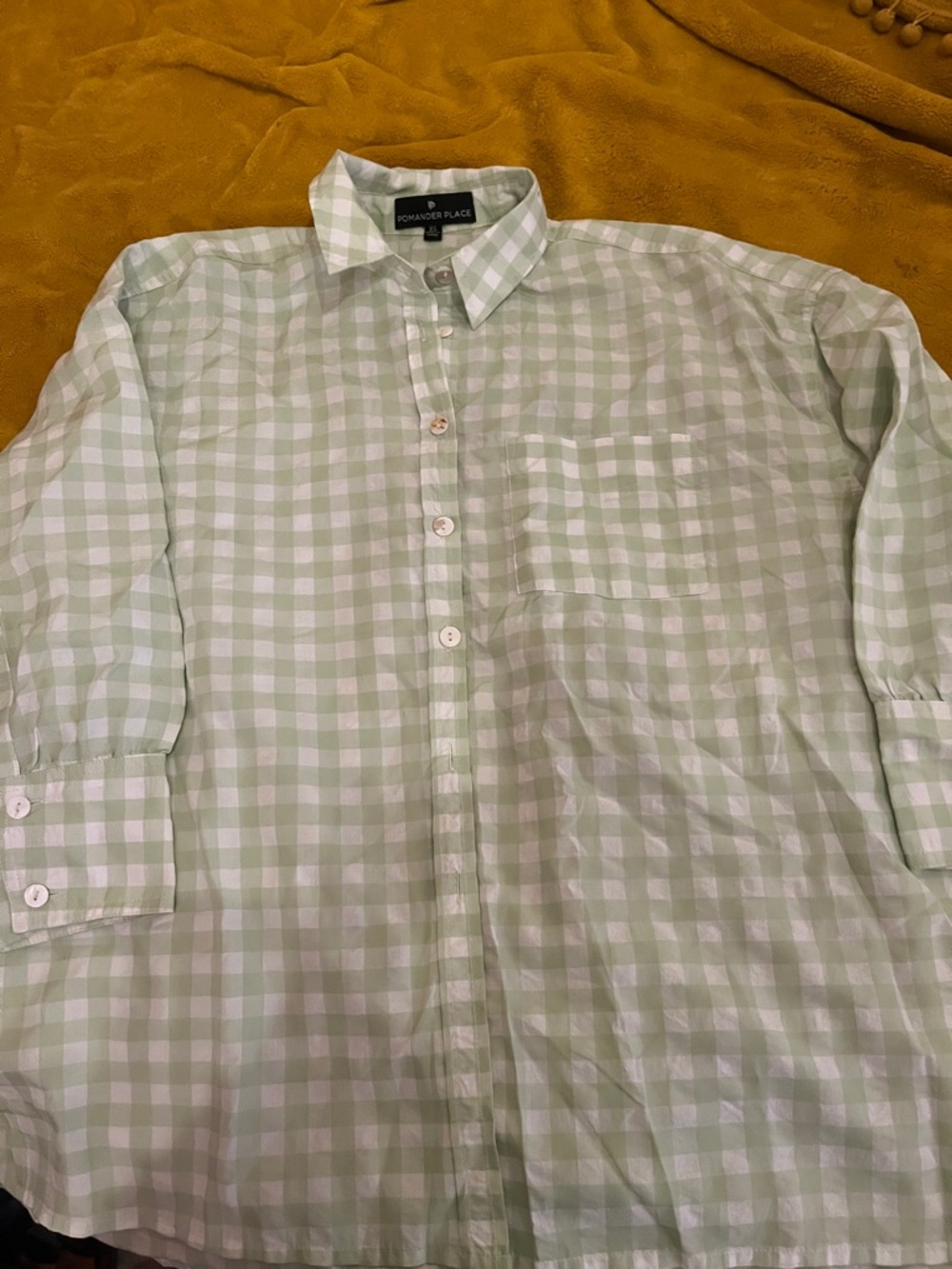 Pastel Green Gingham Oversized Button Down